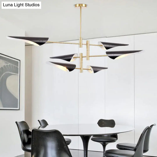 Modern Metal Quill Chandelier: Sleek Living Room Pendant Light With Sputnik Design