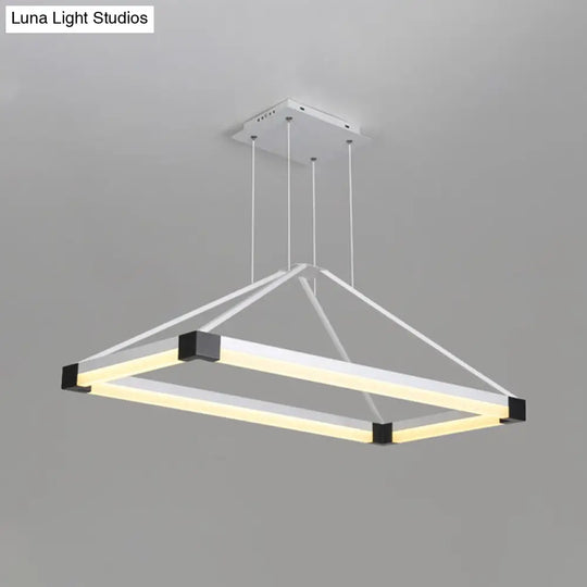 Modern Metal Rectangle Chandelier Light - White/Coffee 23.5’/31.5’/39’ Led Hanging Lamp Kit