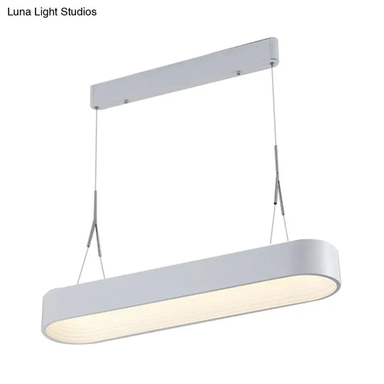 Modern Metal Rectangle Chandelier Lighting With Led - 33.5/47 Wide White/Grey Hanging Pendant Kit