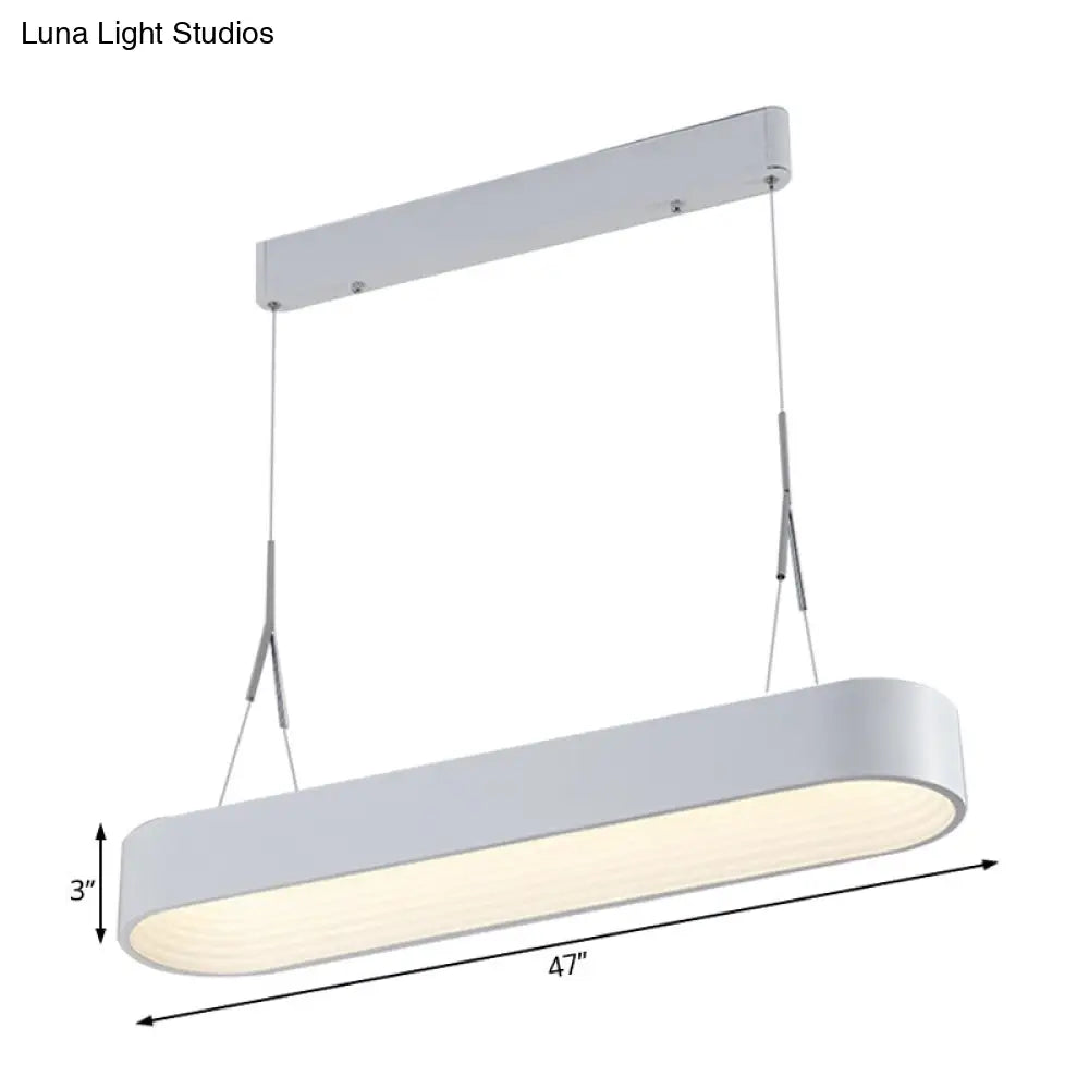 Modern Metal Rectangle Chandelier Lighting With Led - 33.5/47 Wide White/Grey Hanging Pendant Kit