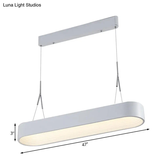 Modern Metal Rectangle Chandelier Lighting With Led - 33.5/47 Wide White/Grey Hanging Pendant Kit