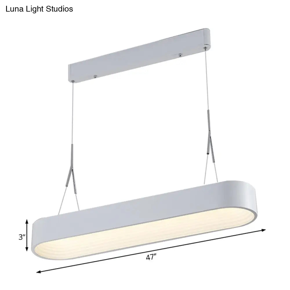 Modern Metal Rectangle Led Chandelier Lighting - 33.5’’/47’’ Wide White/Grey Hanging Lamp