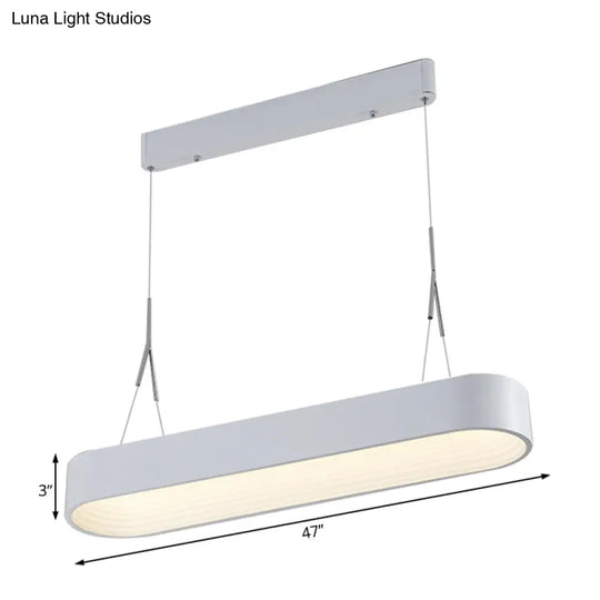 Modern Metal Rectangle Led Chandelier Lighting - 33.5’’/47’’ Wide White/Grey Hanging Lamp