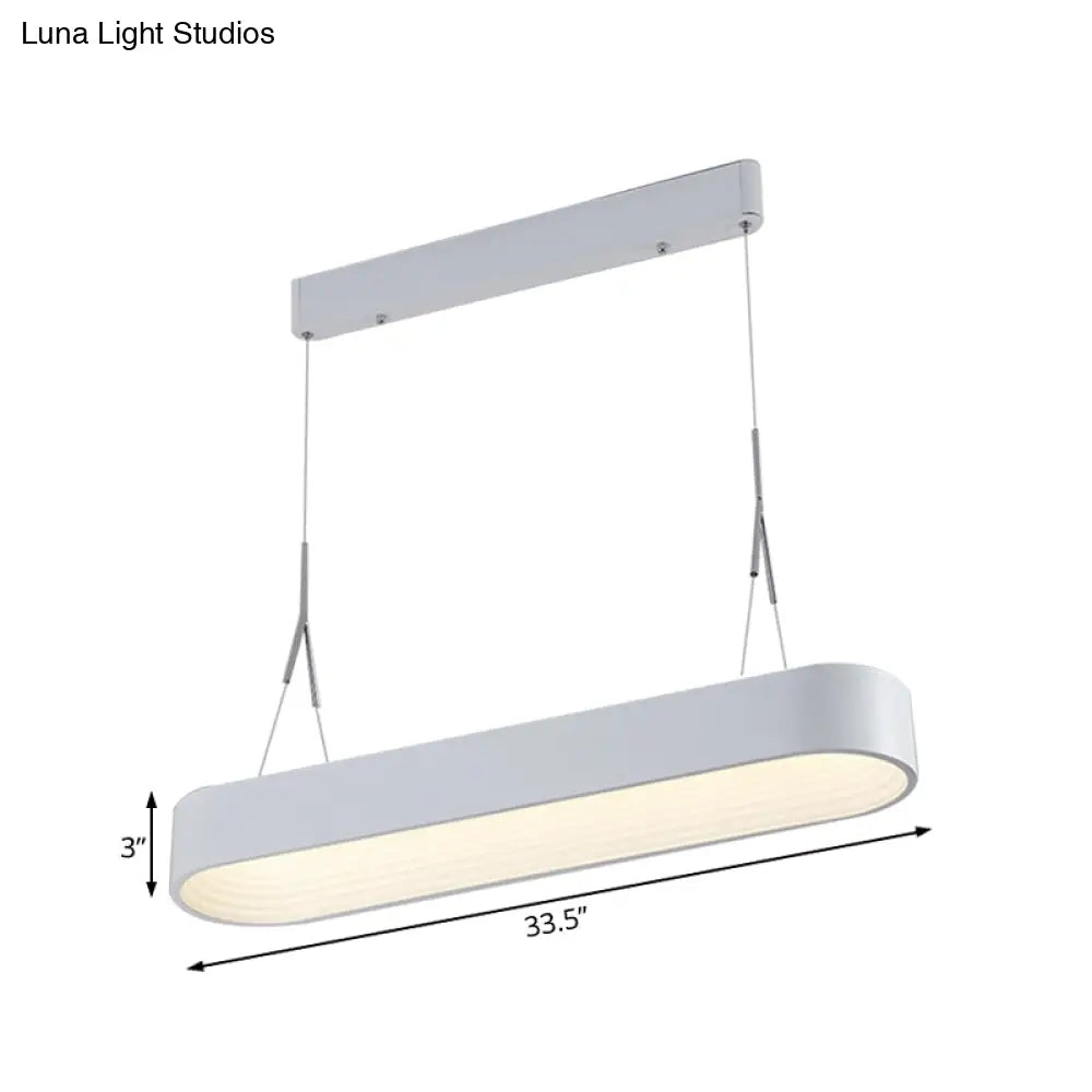 Modern Metal Rectangle Chandelier Lighting With Led - 33.5/47 Wide White/Grey Hanging Pendant Kit