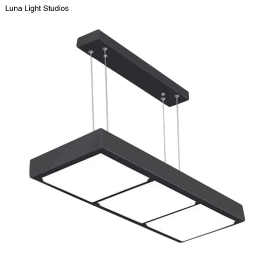 Modern Metal Rectangular Island Lamp With 3/4/5 Lights In Black/White - Office Hanging Light