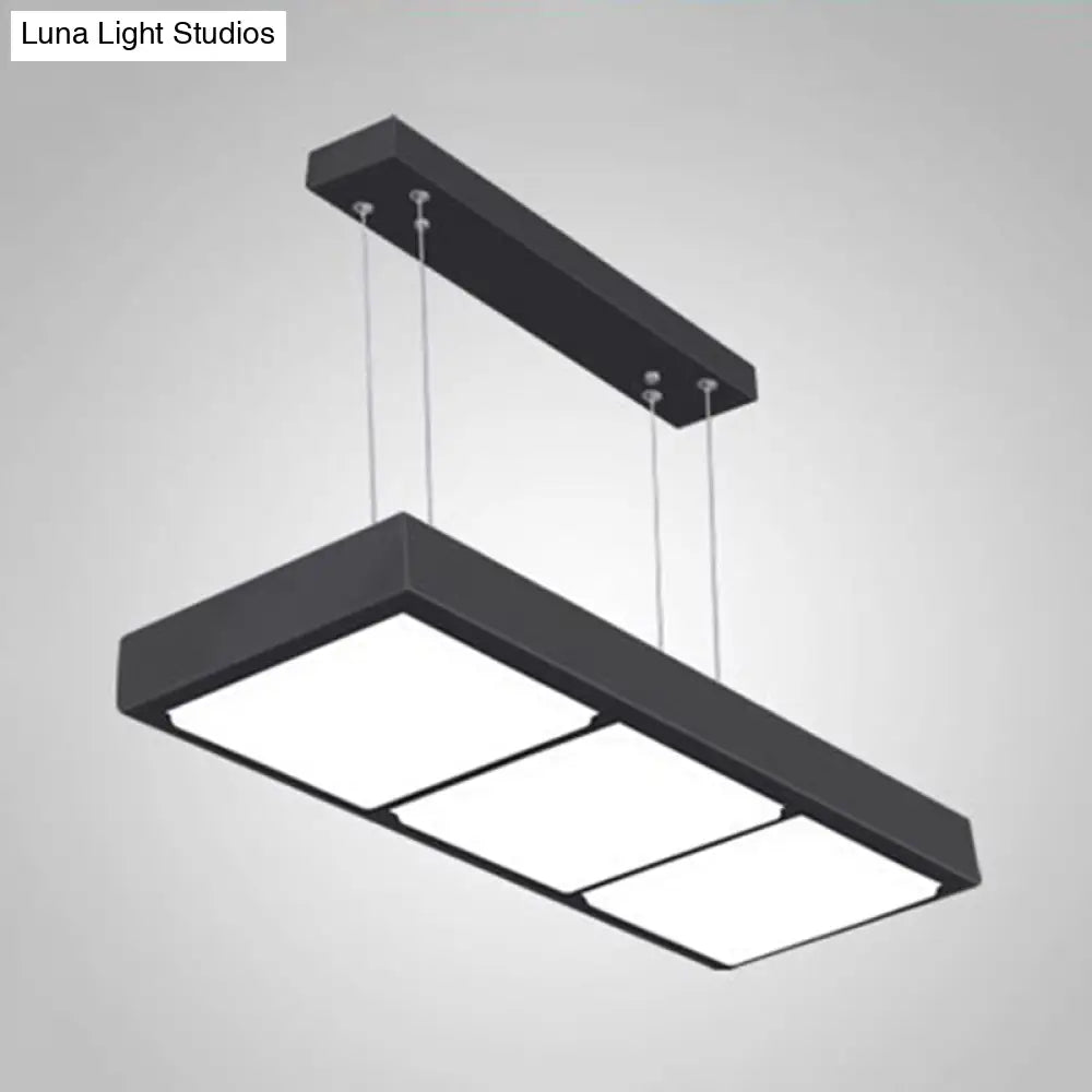 Modern Metal Rectangular Island Lamp With 3/4/5 Lights In Black/White - Office Hanging Light