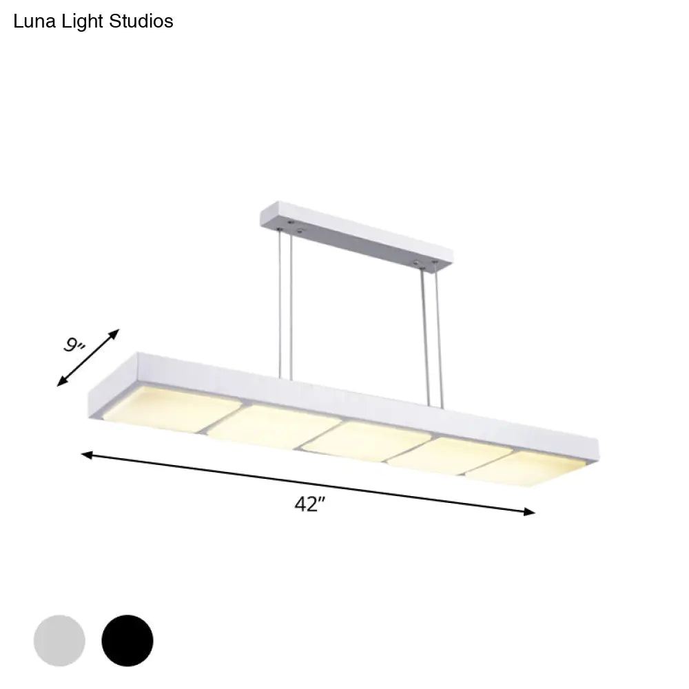 Modern Metal Rectangular Island Lamp With 3/4/5 Lights In Black/White - Office Hanging Light