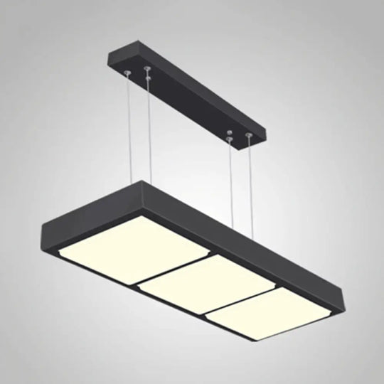 Modern Metal Rectangular Island Lamp With 3/4/5 Lights In Black/White - Office Hanging Light