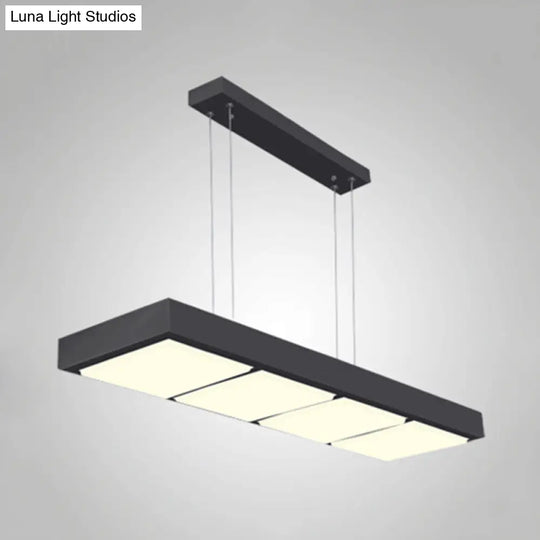 Modern Metal Rectangular Island Lamp With 3/4/5 Lights In Black/White - Office Hanging Light