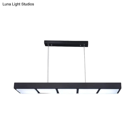 Modern Metal Rectangular Island Lamp With 3/4/5 Lights In Black/White - Office Hanging Light