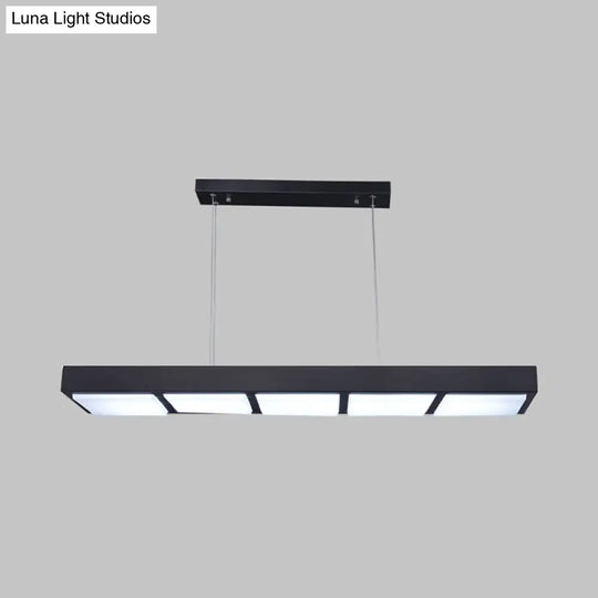 Modern Metal Rectangular Island Lamp With 3/4/5 Lights In Black/White - Office Hanging Light