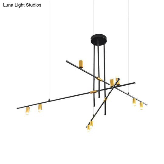 Modern Metal Rectilinear Chandelier Light: Black Ceiling Fixture (3/4/9 Lights)