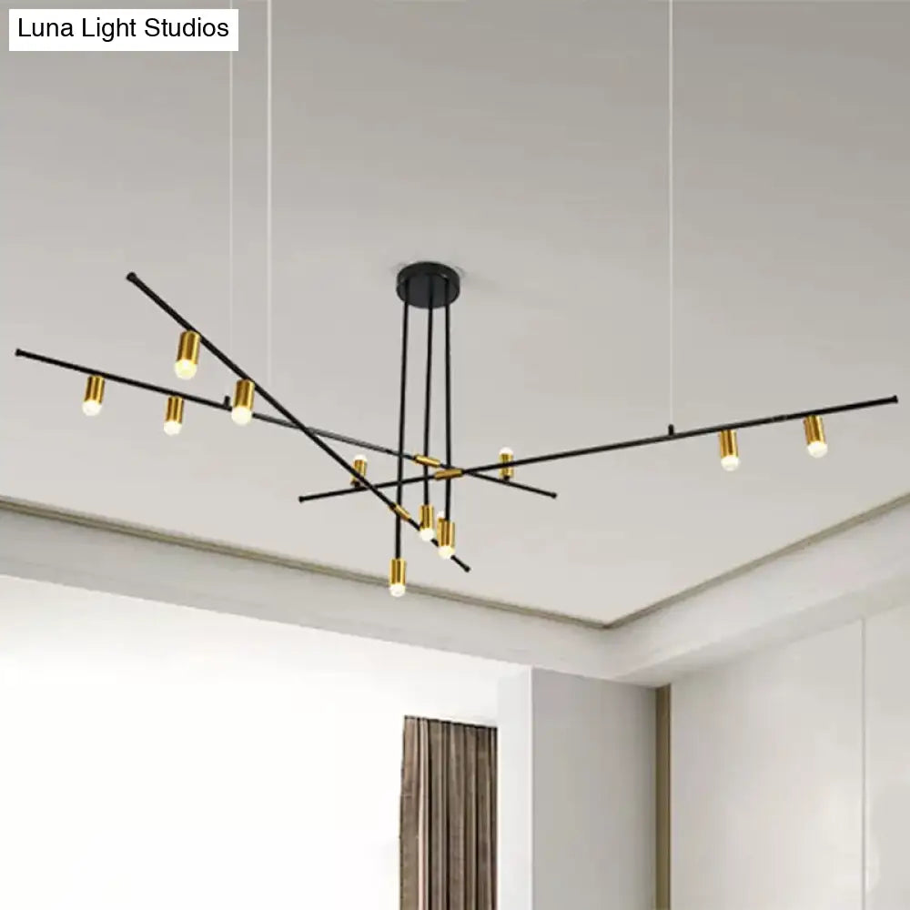 Modern Metal Rectilinear Chandelier - 3/4/9 Light Black Ceiling Fixture