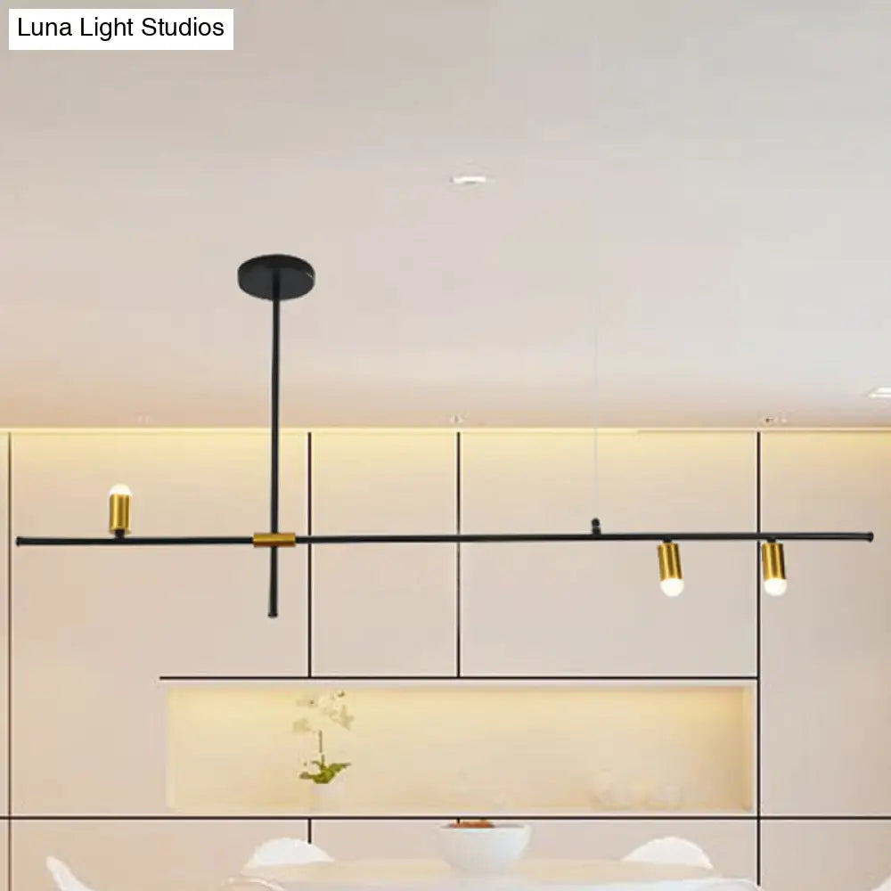 Modern Metal Rectilinear Chandelier Light: Black Ceiling Fixture (3/4/9 Lights)