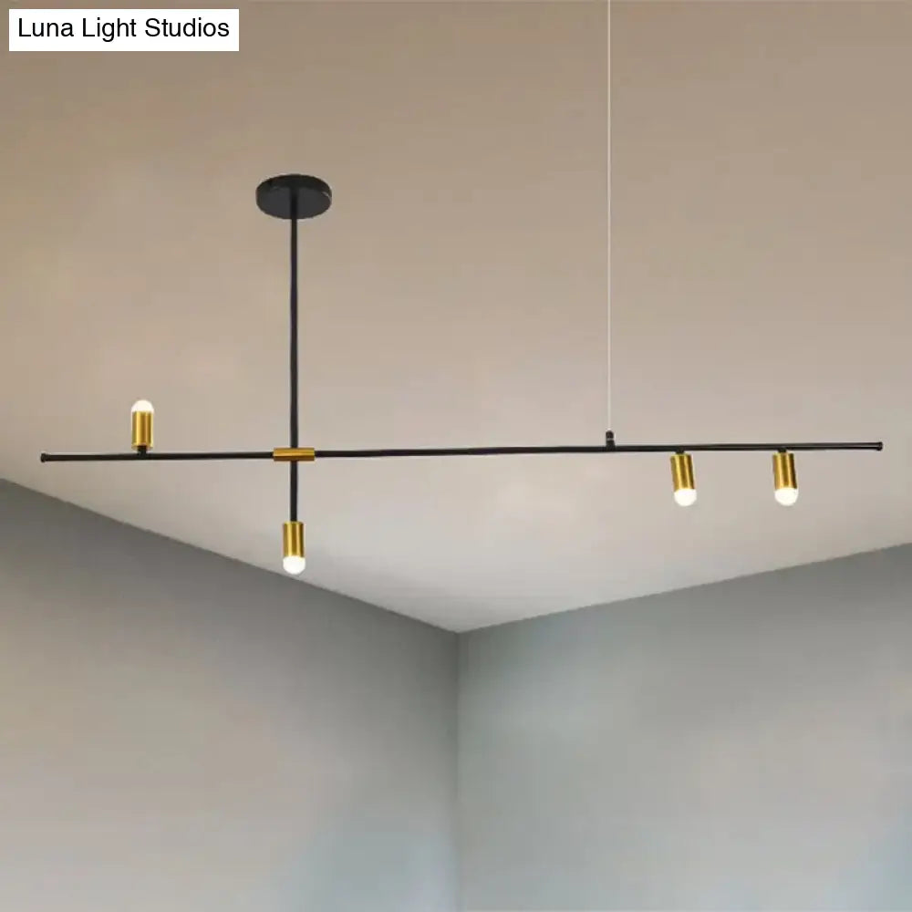 Modern Metal Rectilinear Chandelier Light: Black Ceiling Fixture (3/4/9 Lights)