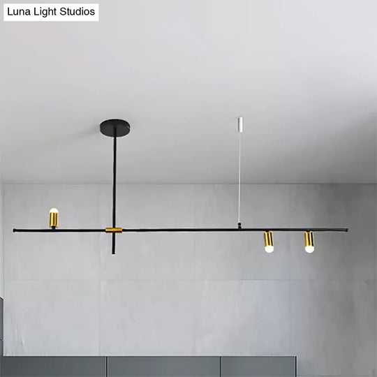 Modern Metal Rectilinear Chandelier - 3/4/9 Light Black Ceiling Fixture