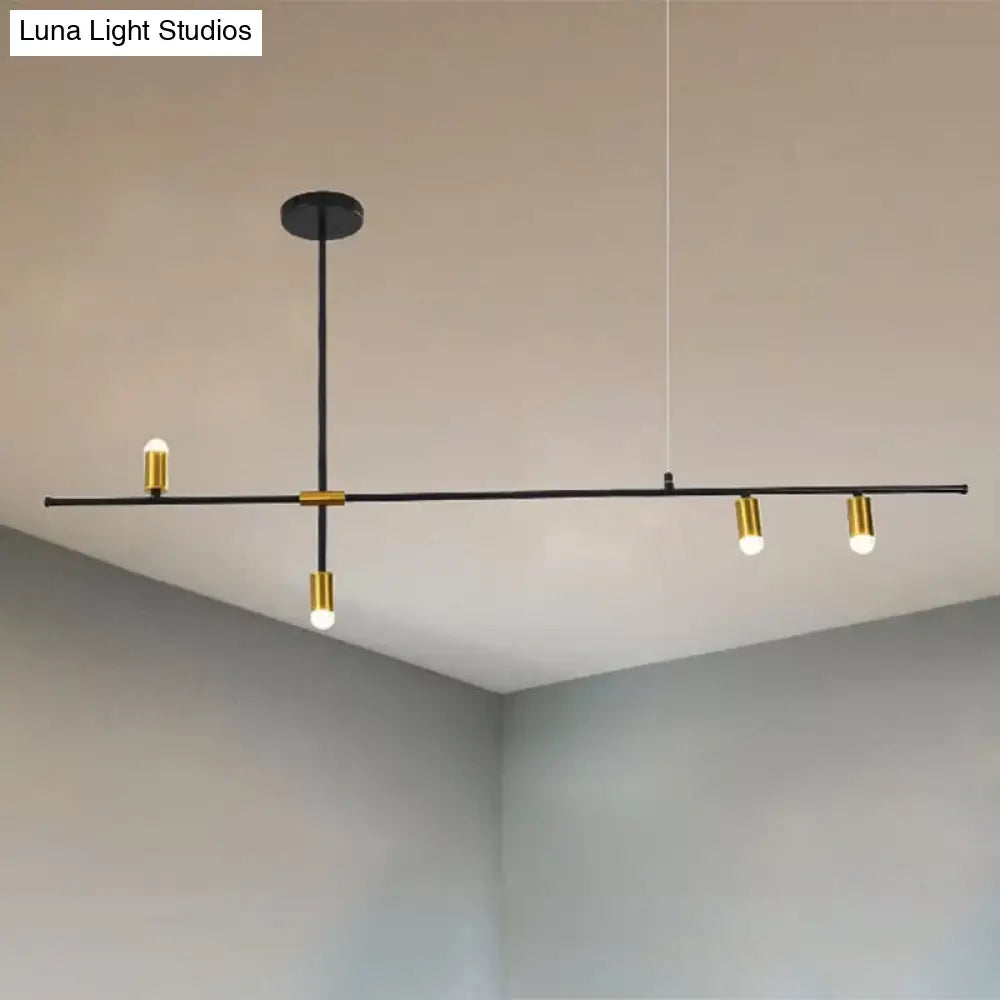 Modern Metal Rectilinear Chandelier - 3/4/9 Light Black Ceiling Fixture