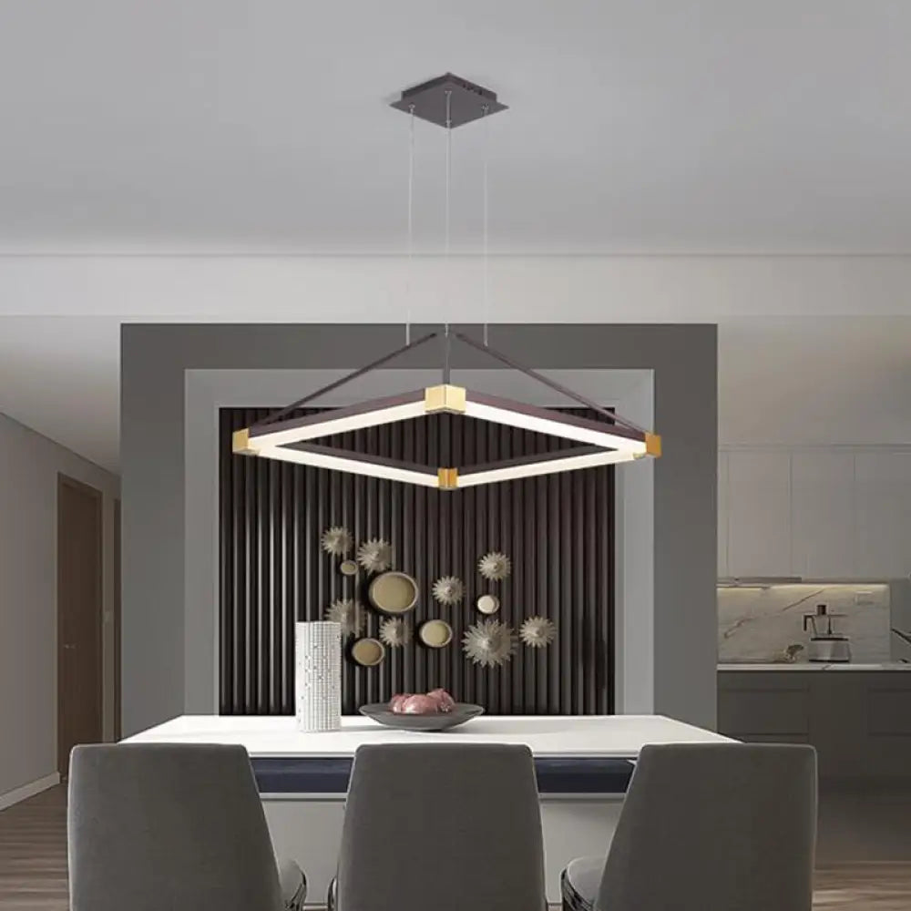 Modern Metal Rhombus Pendant Light Fixture White/Coffee Led Chandelier In Warm/White -