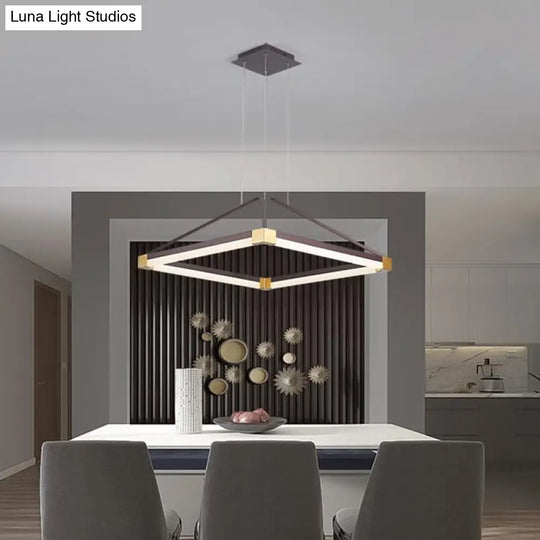 Modern Rhombus Pendant Light: Metal White/Coffee Led Chandelier With Warm/White Light 18/23.5/31.5