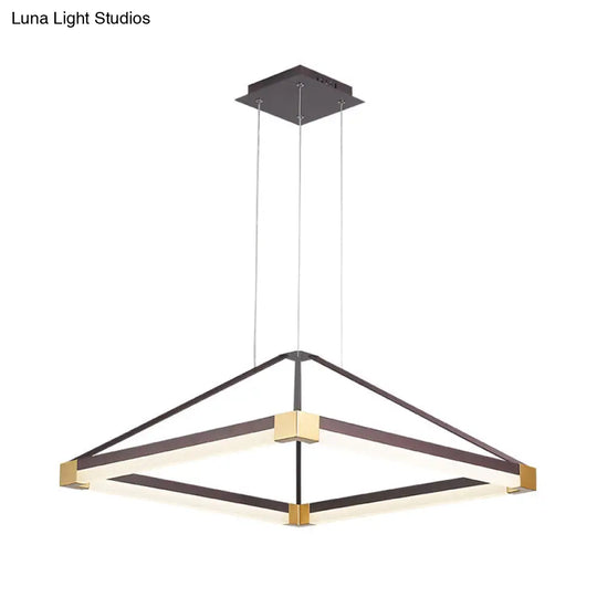 Modern Rhombus Pendant Light: Metal White/Coffee Led Chandelier With Warm/White Light 18/23.5/31.5