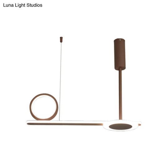 Modern Metal Ring Hanging Light Kit - Brown Led Suspension For Bedroom (Warm/White Light)