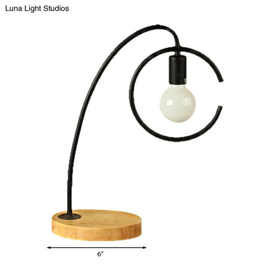 Modern Metal Ring Shaped Table Lamp For Study Room - Black/White