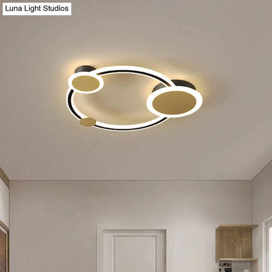 Modern Metal Semi Flush Led Ceiling Light In Black With Adjustable Warm/White Lighting