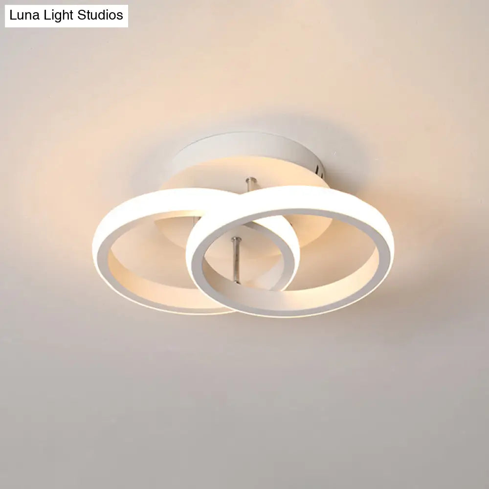 Modern Metal Small Ceiling Lamp - Round/Square/Moon Shape Led Semi Flush Mount Lighting For