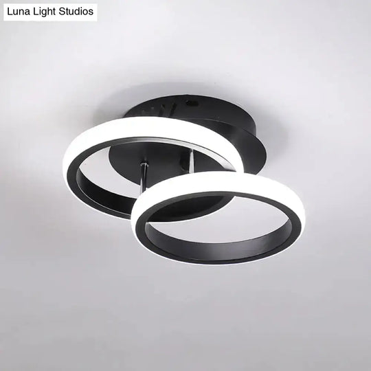 Modern Metal Small Ceiling Lamp - Round/Square/Moon Shape Led Semi Flush Mount Lighting For