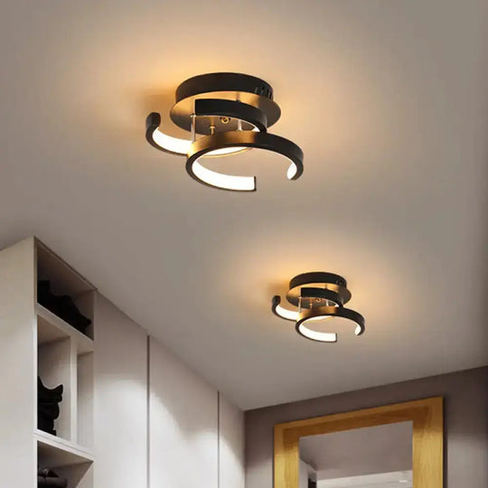 Modern Metal Small Ceiling Lamp - Round/Square/Moon Shape Led Semi Flush Mount Lighting For