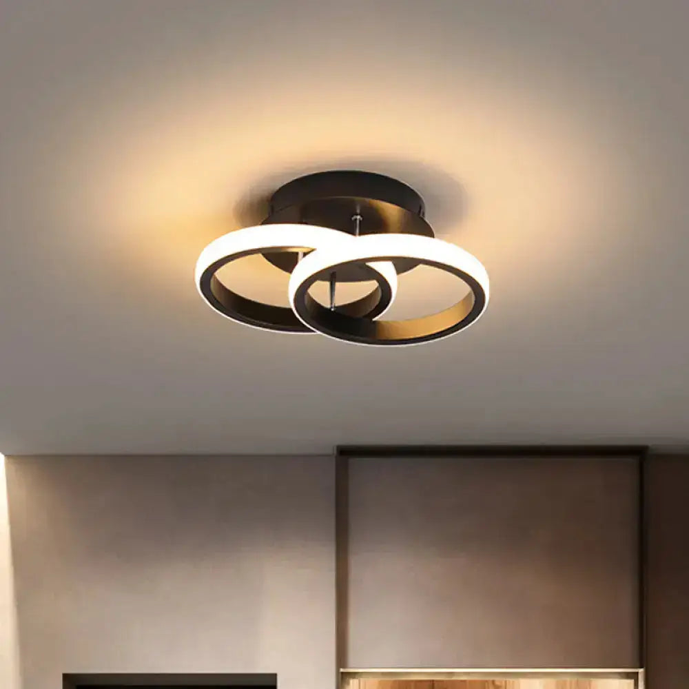 Modern Metal Small Ceiling Lamp - Round/Square/Moon Shape Led Semi Flush Mount Lighting For