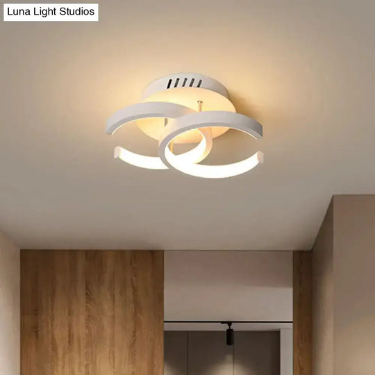 Modern Metal Small Ceiling Lamp - Round/Square/Moon Shape Led Semi Flush Mount Lighting For