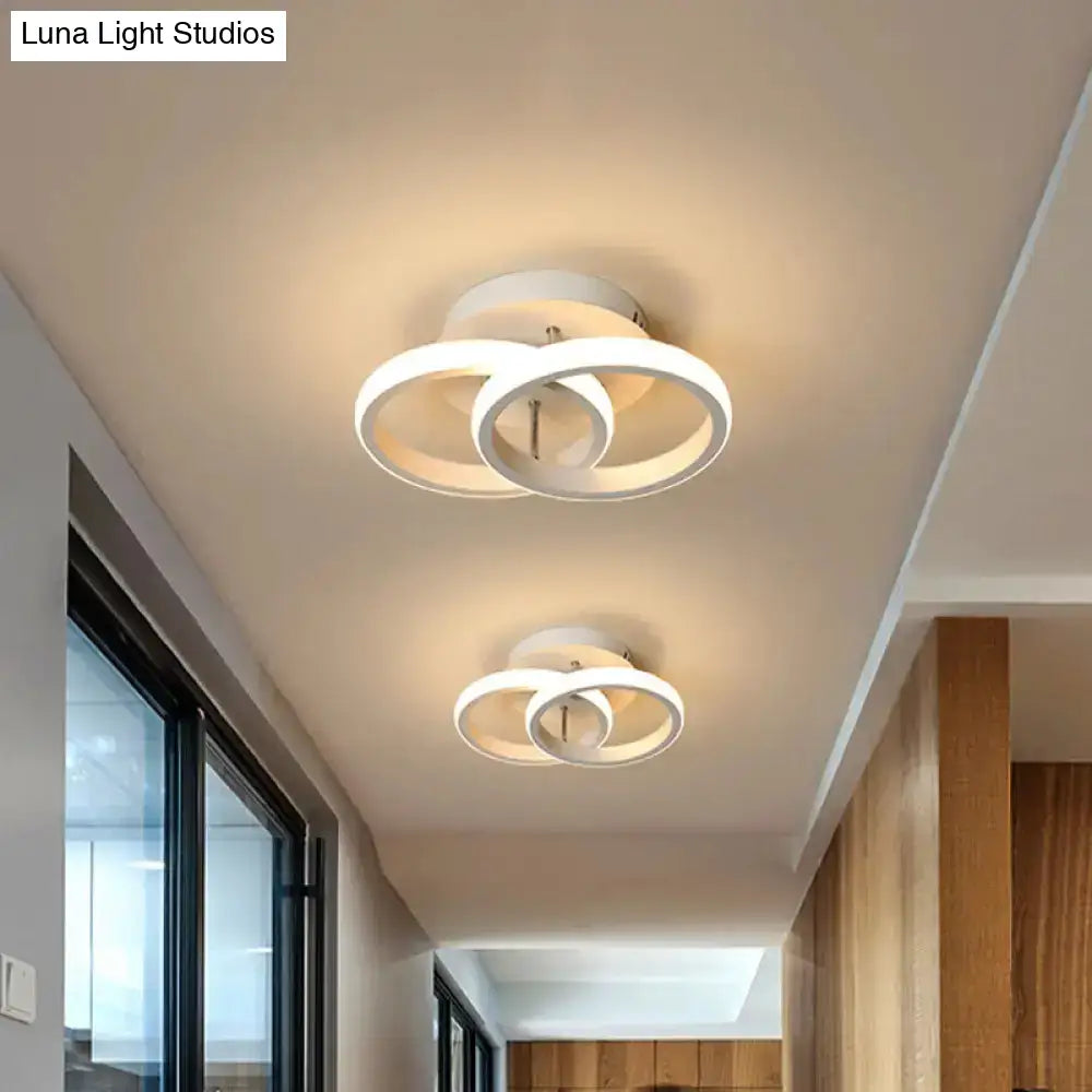 Modern Metal Small Ceiling Lamp - Round/Square/Moon Shape Led Semi Flush Mount Lighting For