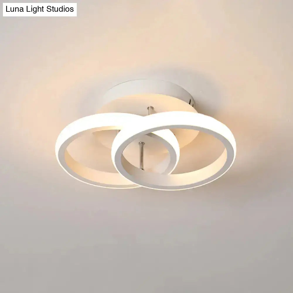 Modern Metal Small Ceiling Lamp - Round/Square/Moon Shape Led Semi Flush Mount Lighting For