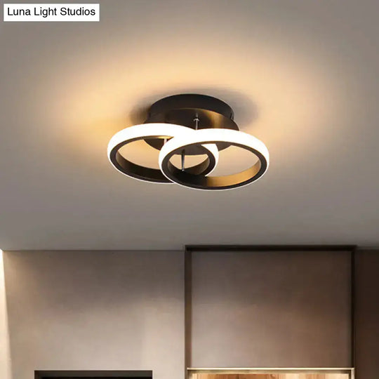 Modern Metal Small Ceiling Lamp - Round/Square/Moon Shape Led Semi Flush Mount Lighting For