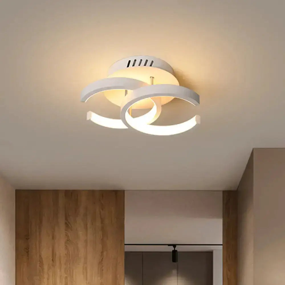 Modern Metal Small Ceiling Lamp - Round/Square/Moon Shape Led Semi Flush Mount Lighting For