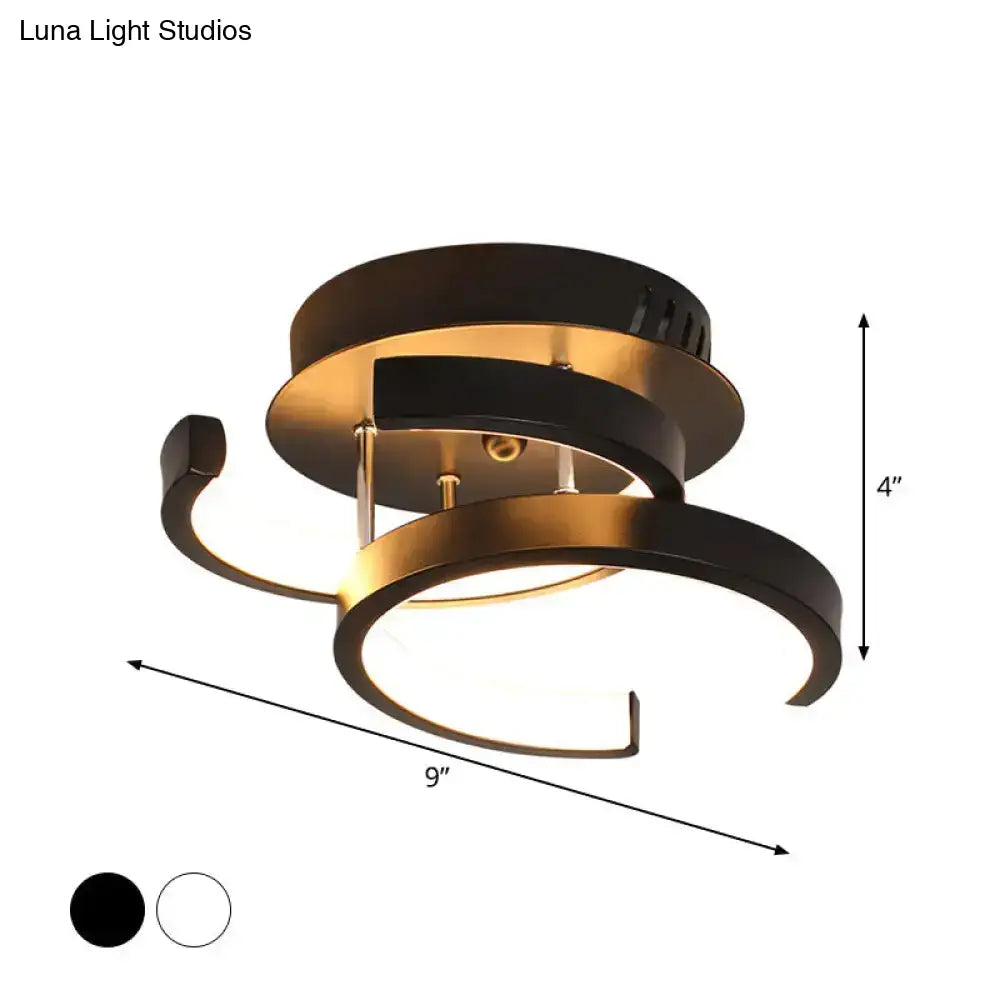 Modern Metal Small Ceiling Lamp - Round/Square/Moon Shape Led Semi Flush Mount Lighting For