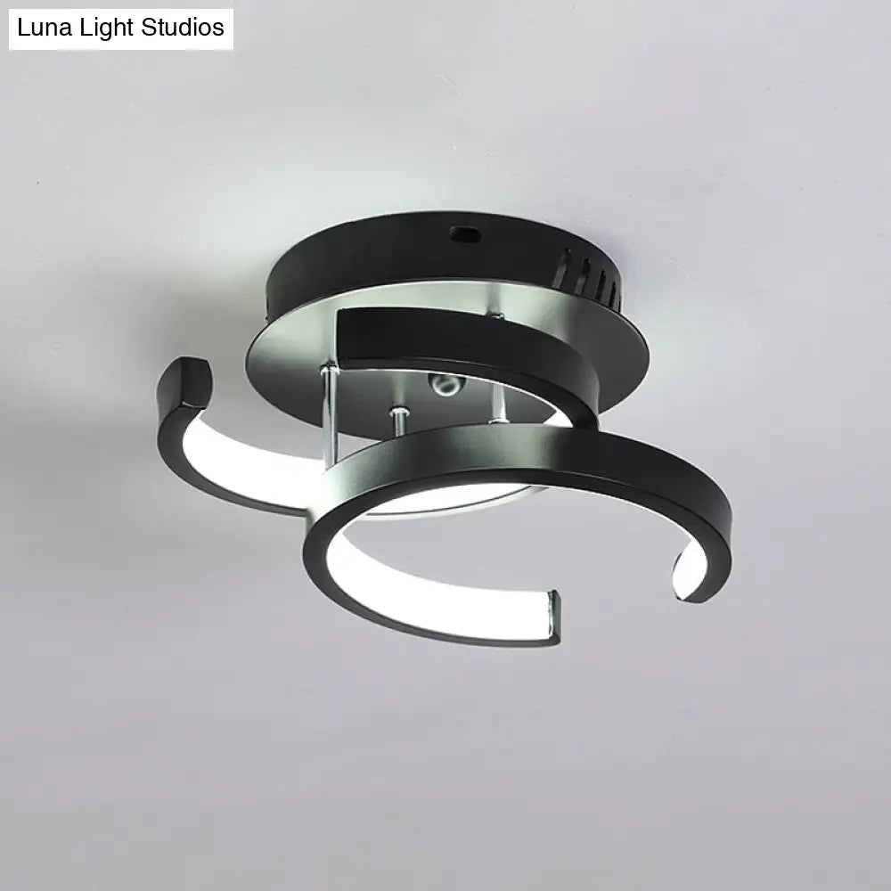 Modern Metal Small Ceiling Lamp - Round/Square/Moon Shape Led Semi Flush Mount Lighting For