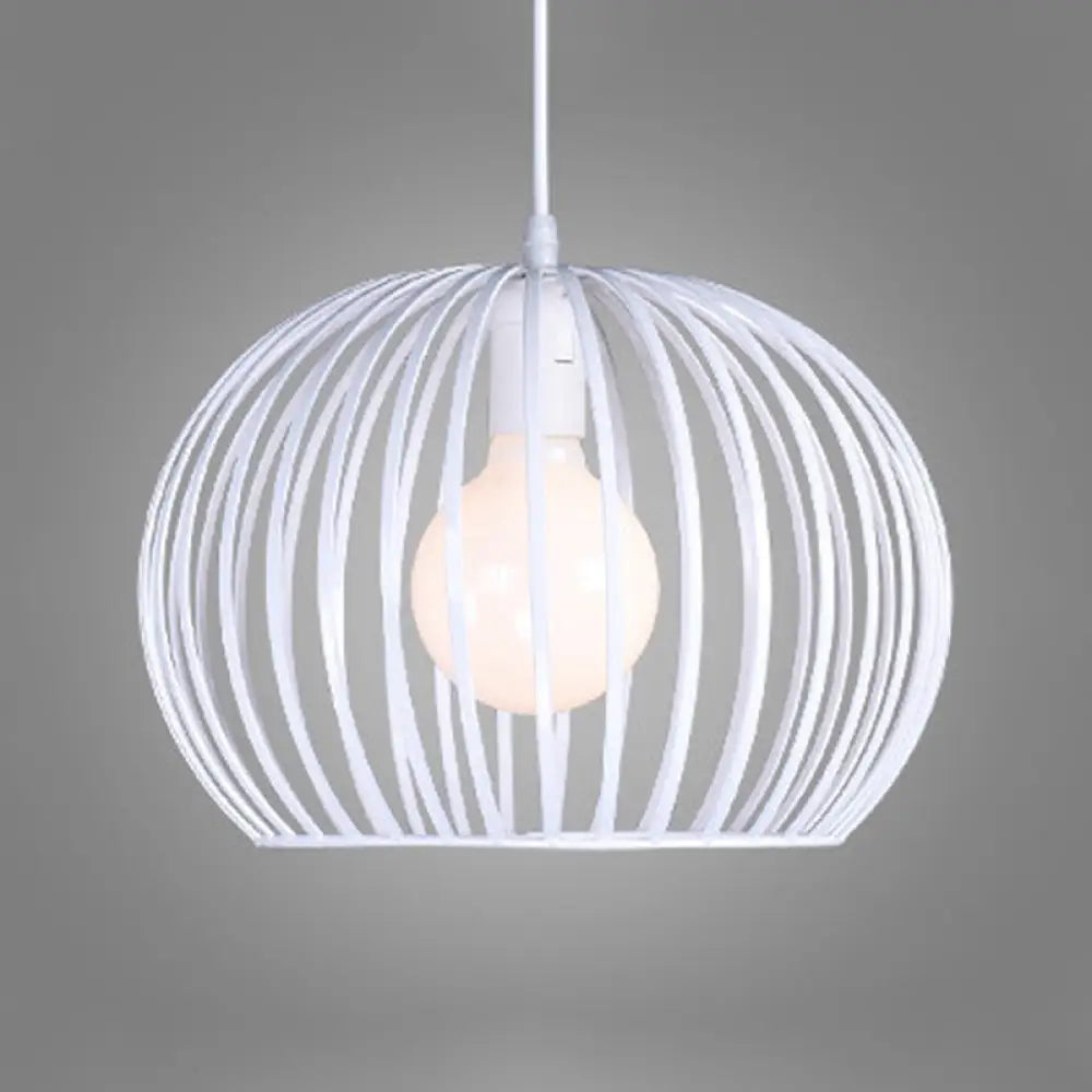 Modern Metal Sphere Pendant Light - 7-14’ Diameter 1-Light Black/White Ceiling Lamp White / 12’