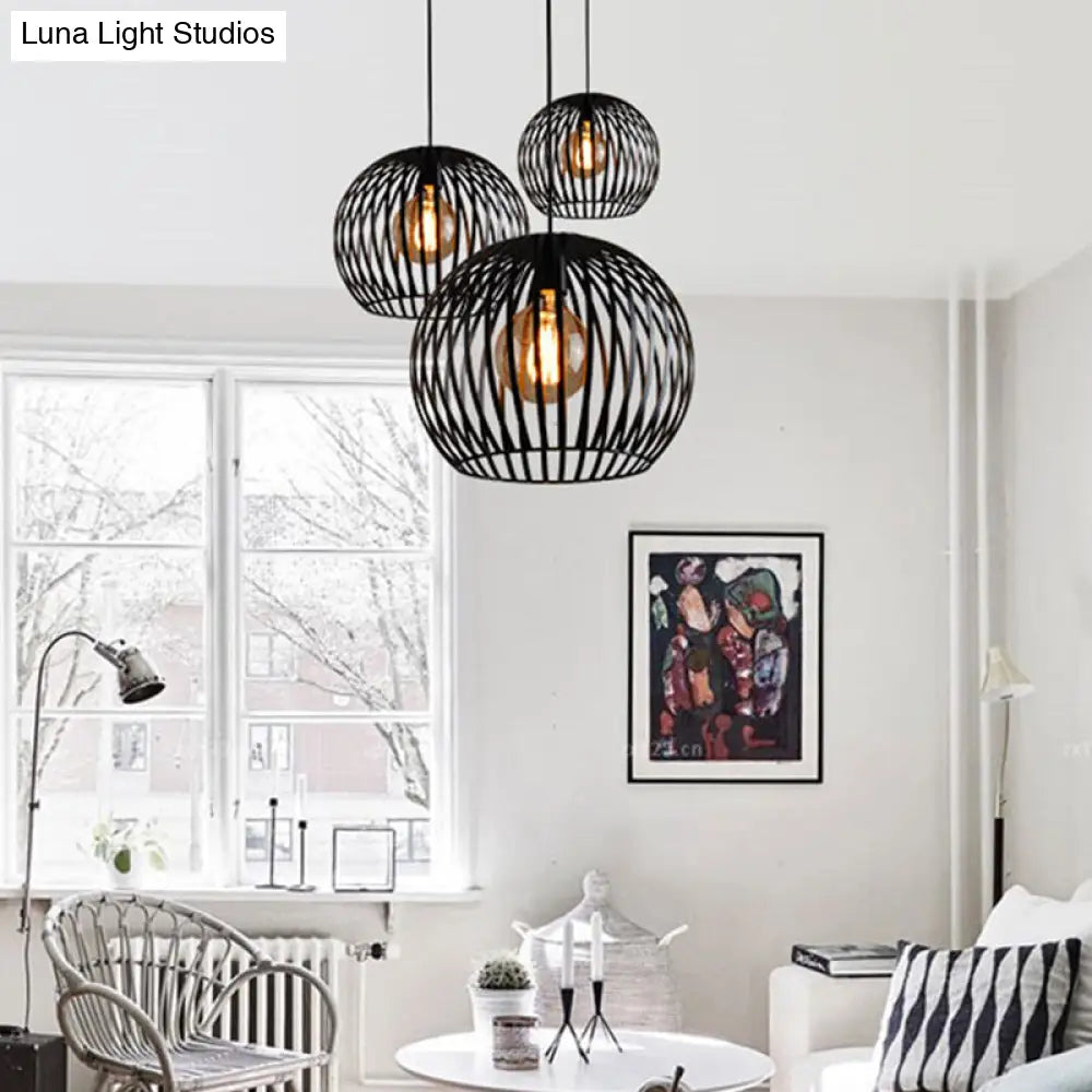 Modern Metal Sphere Pendant Light - 7-14’ Diameter 1-Light Black/White Ceiling Lamp