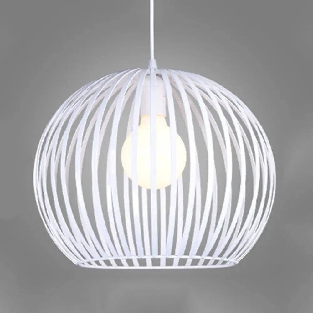 Modern Metal Sphere Pendant Light - 7-14’ Diameter 1-Light Black/White Ceiling Lamp White / 14’