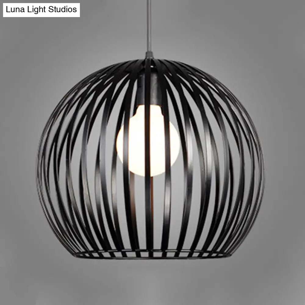 Modern Metal Sphere Pendant Light - 7-14’ Diameter 1-Light Black/White Ceiling Lamp