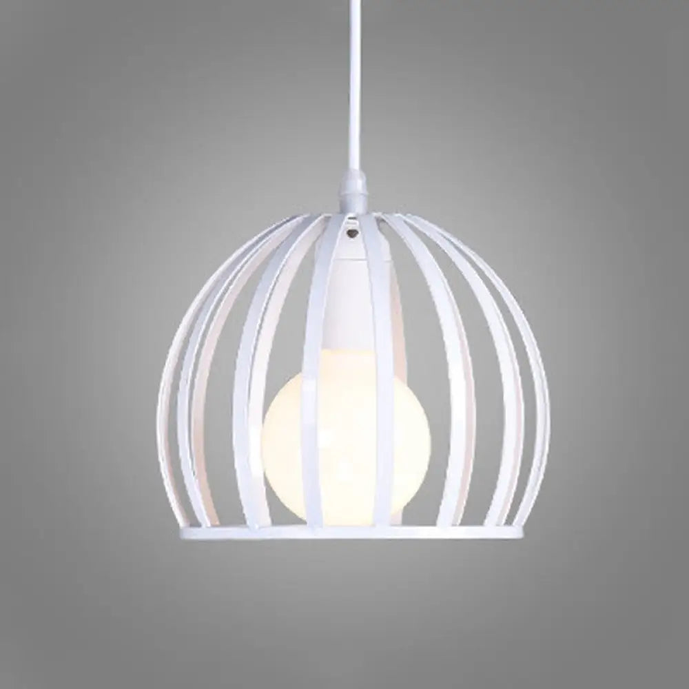 Modern Metal Sphere Pendant Light - 7-14’ Diameter 1-Light Black/White Ceiling Lamp White / 7’