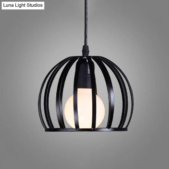 Modern Metal Sphere Pendant Light - 7-14’ Diameter 1-Light Black/White Ceiling Lamp