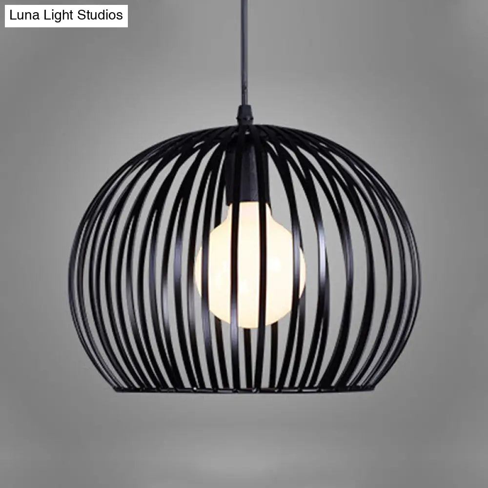 Contemporary Metal Spherical Hanging Pendant - 7/12/14 Wide 1 Head Black/White