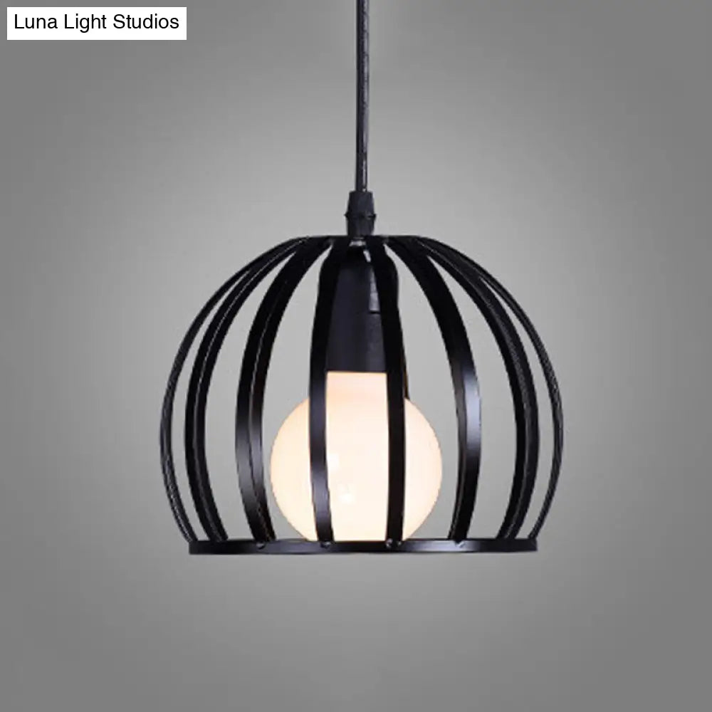 Contemporary Metal Spherical Hanging Pendant - 7/12/14 Wide 1 Head Black/White