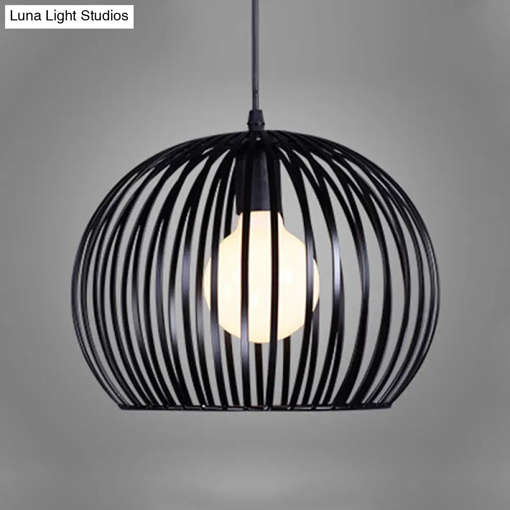 Modern Metal Sphere Pendant Light - 7-14’ Diameter 1-Light Black/White Ceiling Lamp