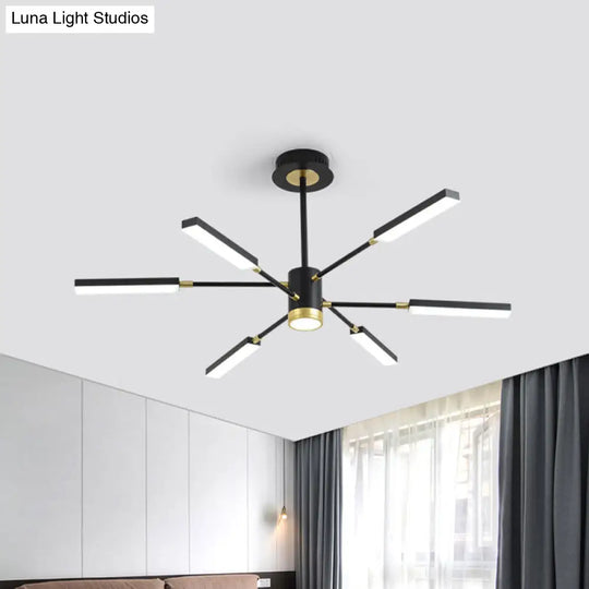 Sputnik Hanging Light Kit - Modern Metal Pendant Chandelier 6/8 Head Black Warm/White 6 / Warm