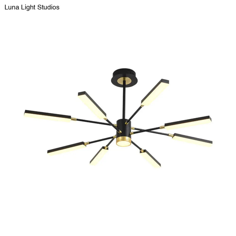 Sputnik Hanging Light Kit - Modern Metal Pendant Chandelier 6/8 Head Black Warm/White