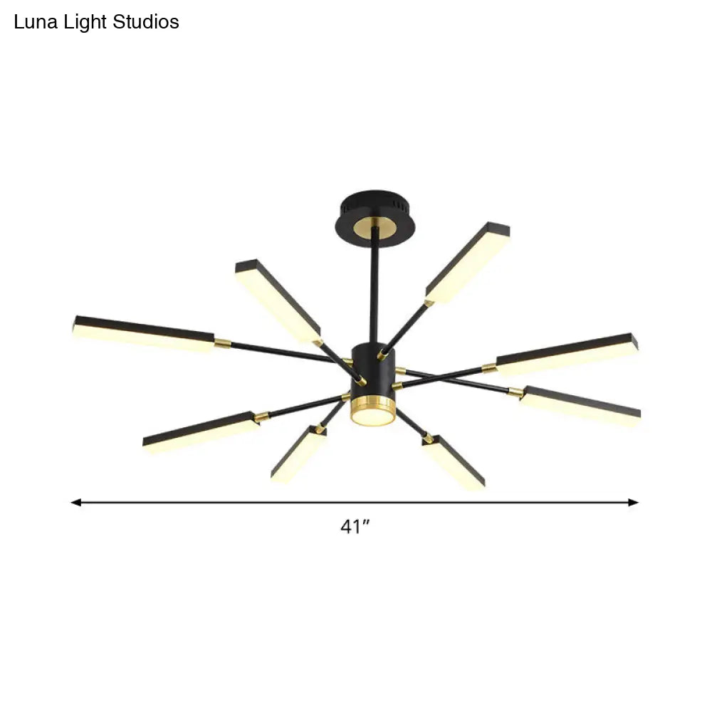 Sputnik Hanging Light Kit - Modern Metal Pendant Chandelier 6/8 Head Black Warm/White